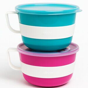 Décor Microsafe Large Microwave Bowls – Set of 2 (Pink & Teal)
